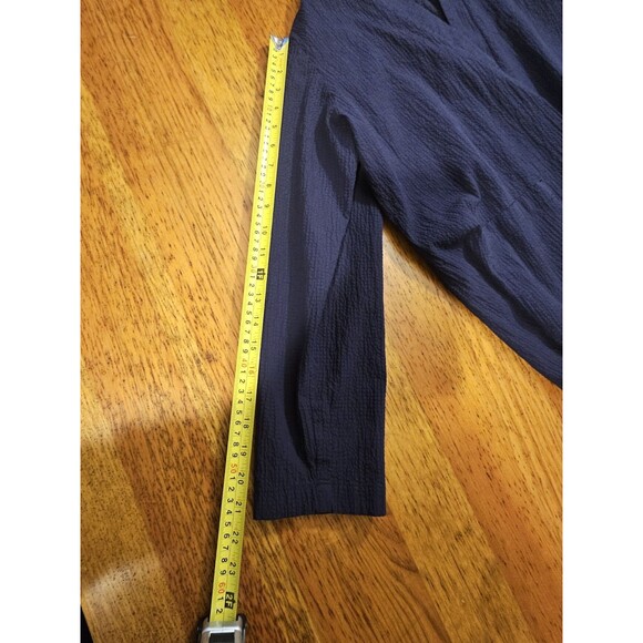 Eileen Fisher Jacket Womens Organic Cotton Pucker High Collar Blue Size L EUC - Picture 5 of 9